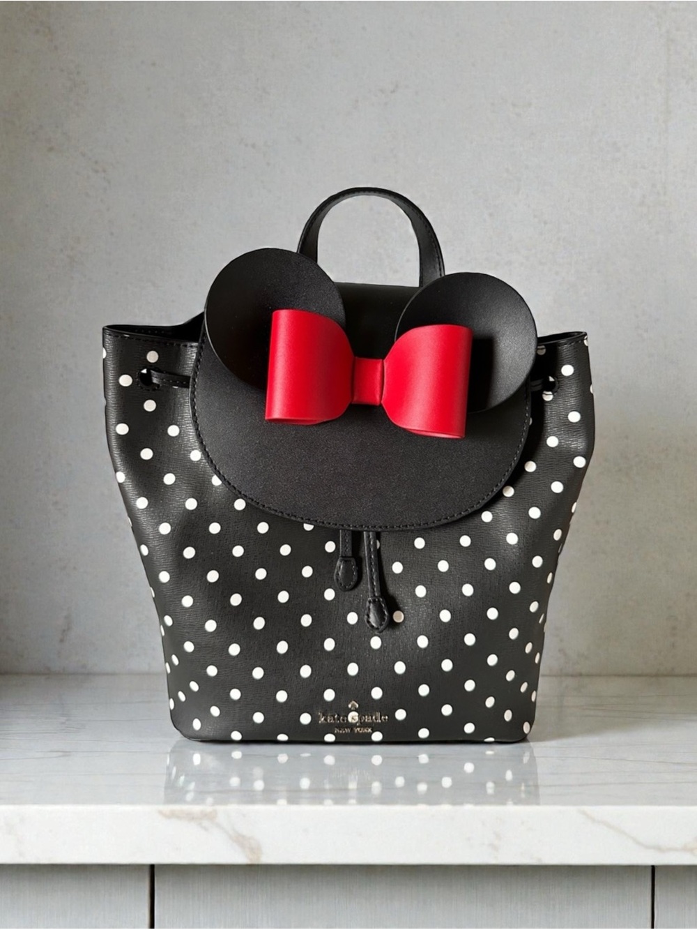 kate spade black polka dot Minnie bow backpack